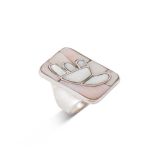 Lambert Homer Sr Pink Mother of Pearl and White Shell Inlay Ring