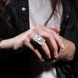 Lambert Homer Sr Pink Mother of Pearl and White Shell Inlay Ring