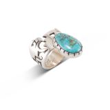 Richard Tsosie Sterling Silver and Turquoise Ring