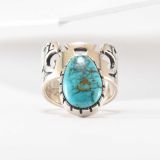 Richard Tsosie Sterling Silver and Turquoise Ring