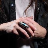 White Shell and Turquoise Inlay Ring