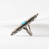 White Shell and Turquoise Inlay Ring