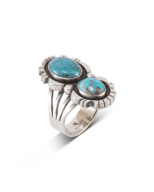 Wayne Etsitty Two Stone Turquoise Ring