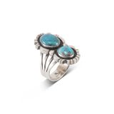 Wayne Etsitty Two Stone Turquoise Ring