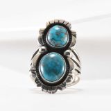 Wayne Etsitty Two Stone Turquoise Ring