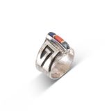 Phillip Sekaquaptewa Multi Stone and Overlay Ring with 14Kt Gold Accents
