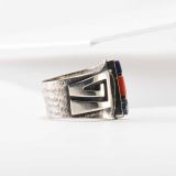 Phillip Sekaquaptewa Multi Stone and Overlay Ring with 14Kt Gold Accents