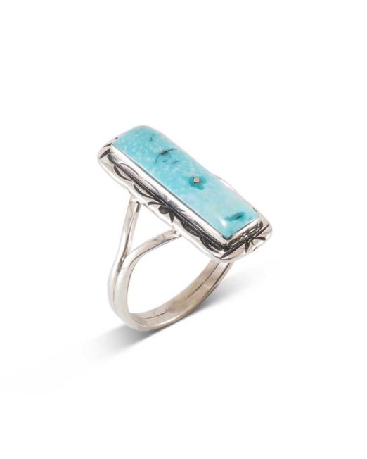 Navajo Turquoise and Stamped Sterling Silver Ring