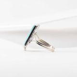 Navajo Turquoise and Stamped Sterling Silver Ring