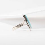 Navajo Turquoise and Stamped Sterling Silver Ring