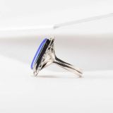 Navajo Lapis and Stamped Silver Ring