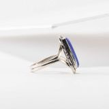 Navajo Lapis and Stamped Silver Ring