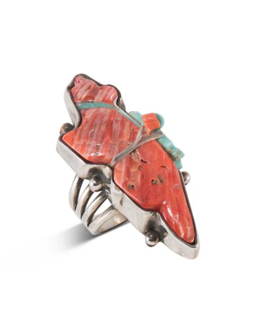 Mike Bird-Romero Spiny Oyster Shell Fetish Ring with Turquoise Bundle