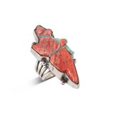 Mike Bird-Romero Spiny Oyster Shell Fetish Ring with Turquoise Bundle