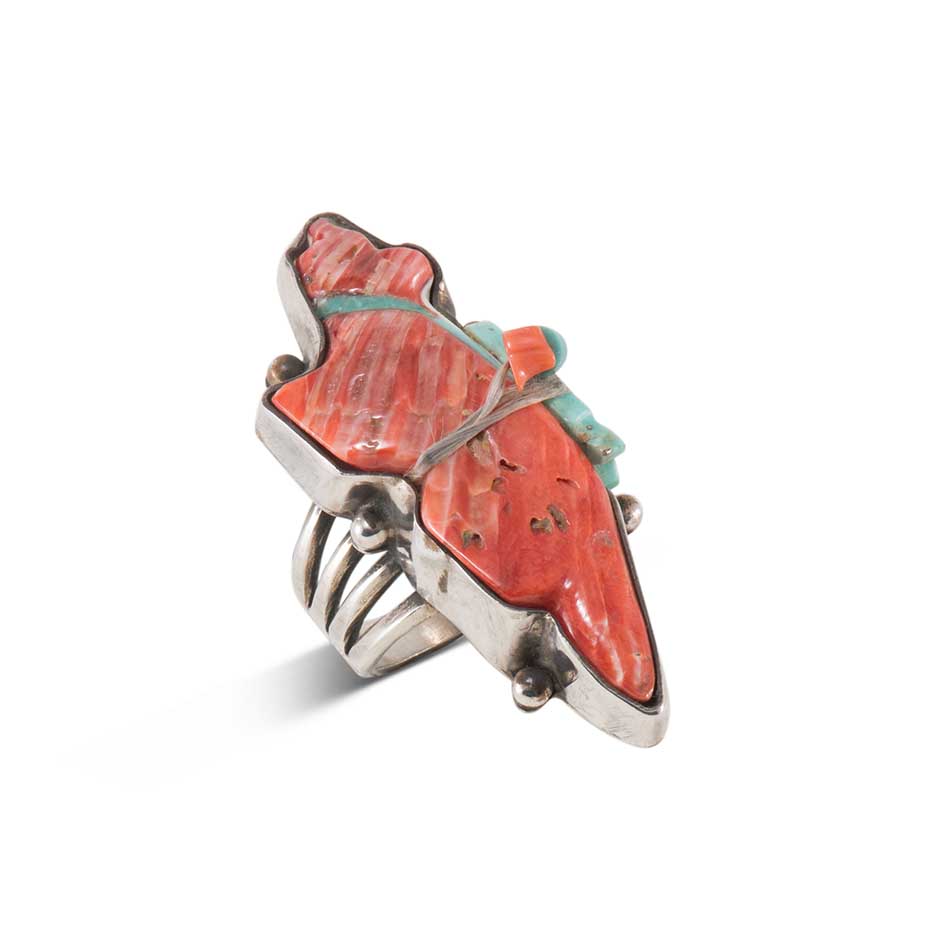 Mike Bird-Romero Spiny Oyster Shell Fetish Ring with Turquoise Bundle