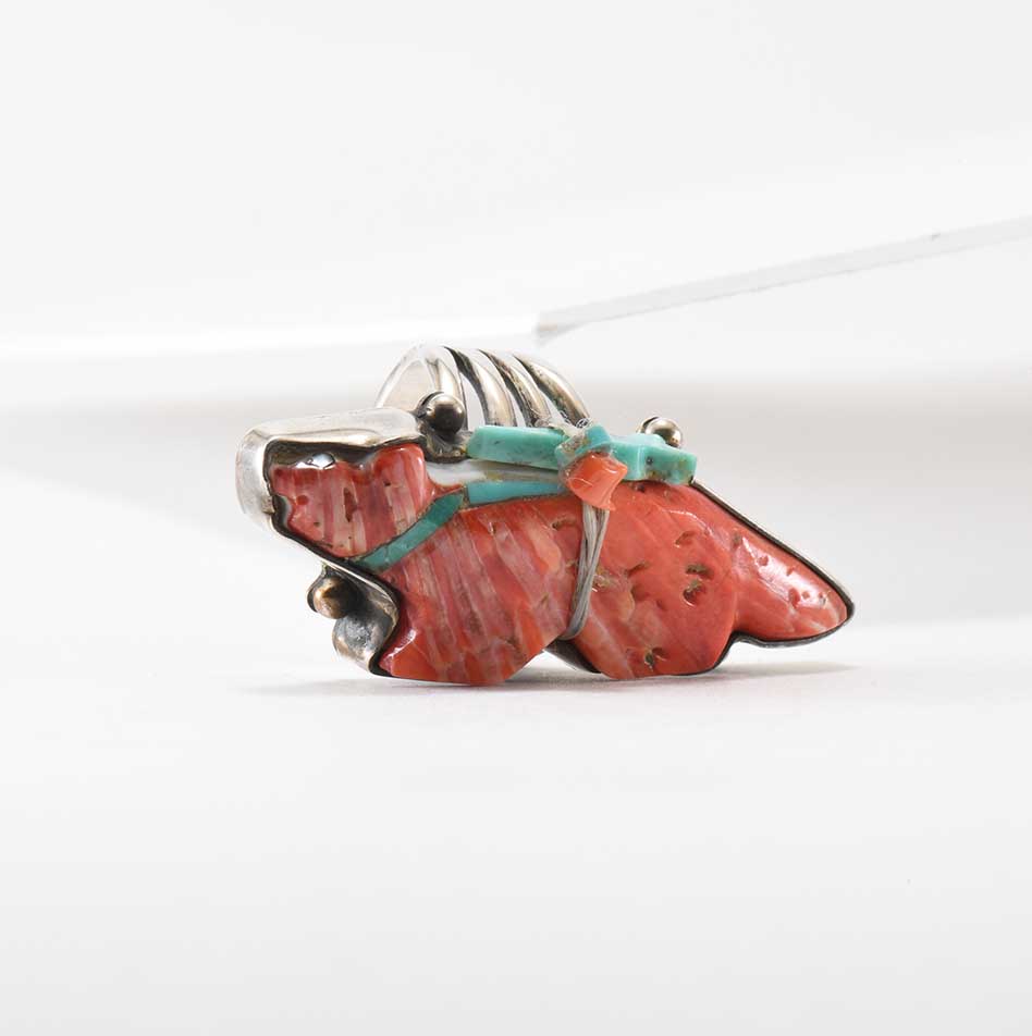Mike Bird-Romero Spiny Oyster Shell Fetish Ring with Turquoise Bundle