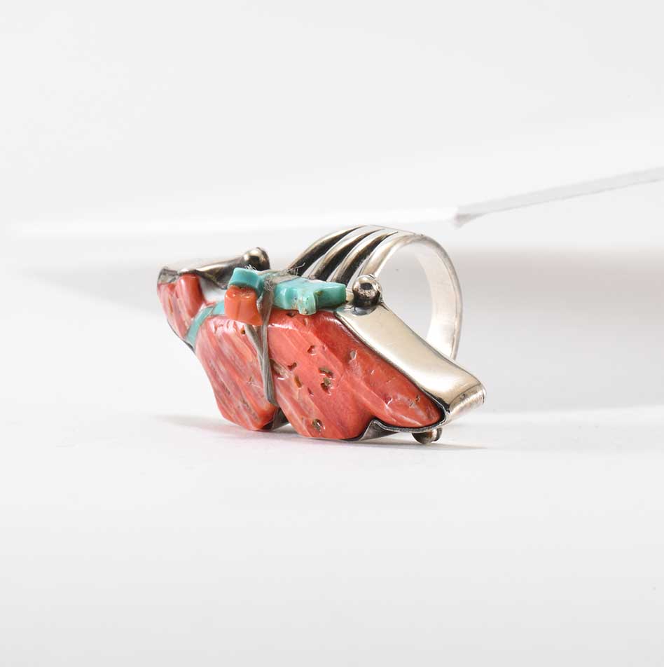 Mike Bird-Romero Spiny Oyster Shell Fetish Ring with Turquoise Bundle