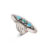 Vintage Navajo Three Stone Turquoise Ring