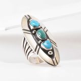 Vintage Navajo Three Stone Turquoise Ring