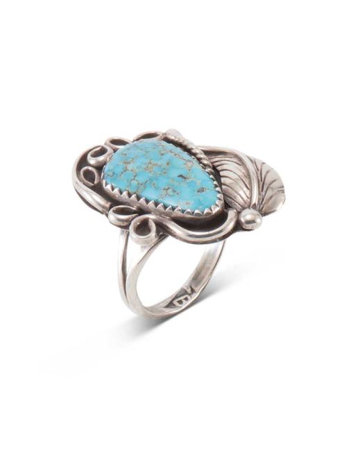 Turquoise and Silver Leaf Ring