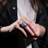 Turquoise and Silver Leaf Ring
