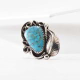 Turquoise and Silver Leaf Ring