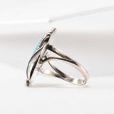 Turquoise and Silver Leaf Ring