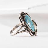 Turquoise and Silver Leaf Ring