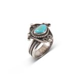 Turquoise and Sterling Silver Ring Attributed to James Little