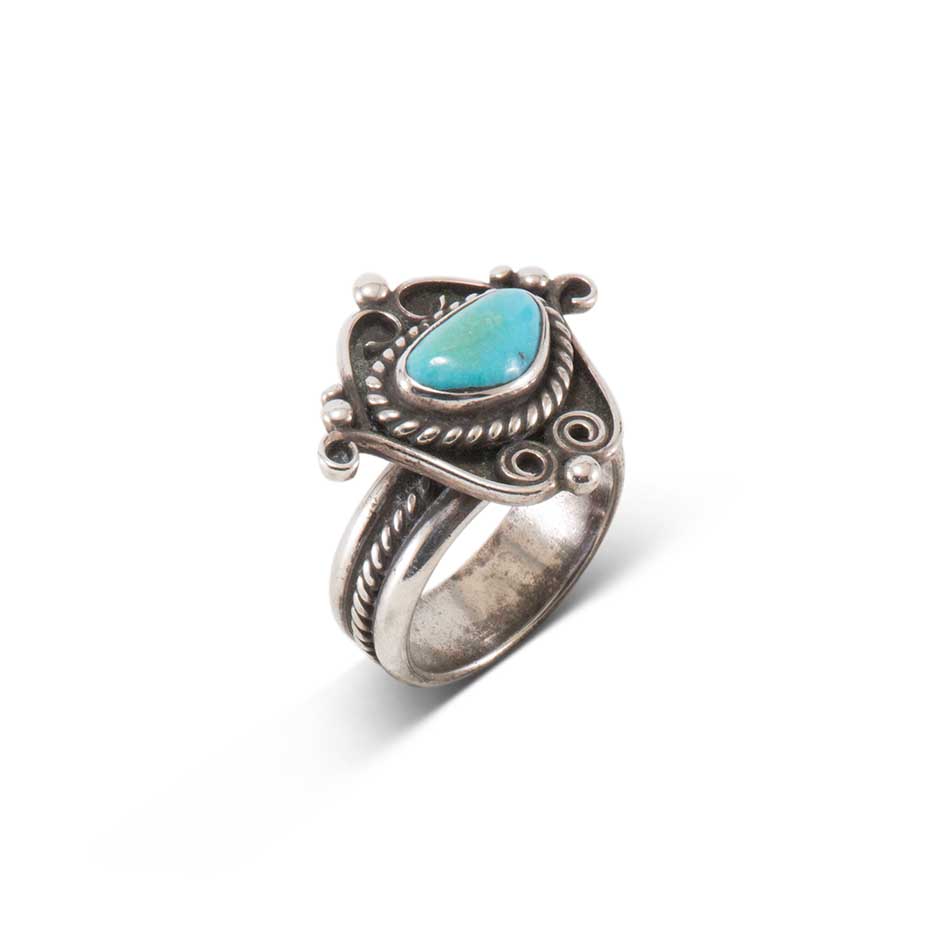 Turquoise and Sterling Silver Ring Attributed to James Little