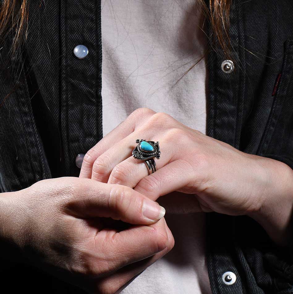Turquoise and Sterling Silver Ring Attributed to James Little