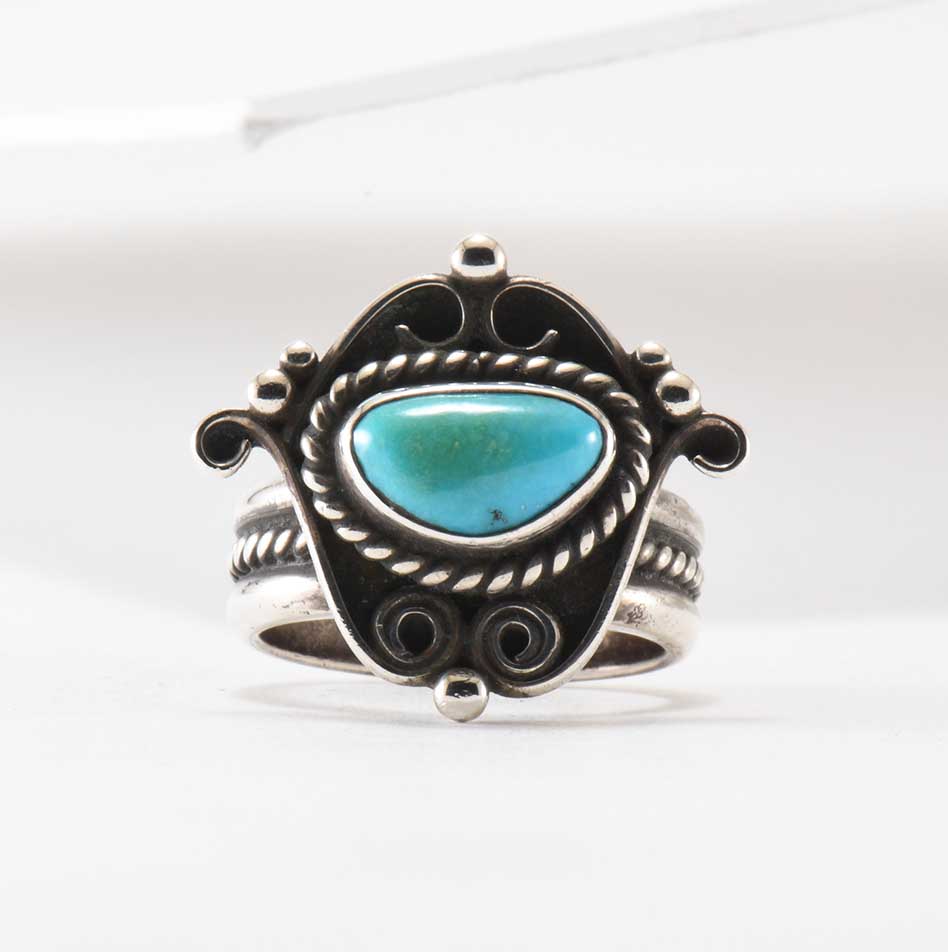 Turquoise and Sterling Silver Ring Attributed to James Little