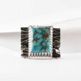 Isaiah Ortiz Supernova Turquoise and Hand Cut Sterling Silver Ring