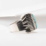 Isaiah Ortiz Supernova Turquoise and Hand Cut Sterling Silver Ring