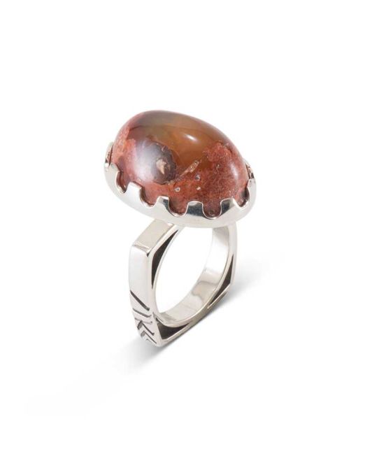 Jared Chavez Mexican Fire Opal and Structured Series Ring