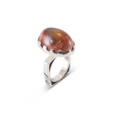 Jared Chavez Mexican Fire Opal and Structured Series Ring