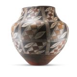 Acoma Elaborately Painted Thin Walled Four Color Water Jar Circa 1890s