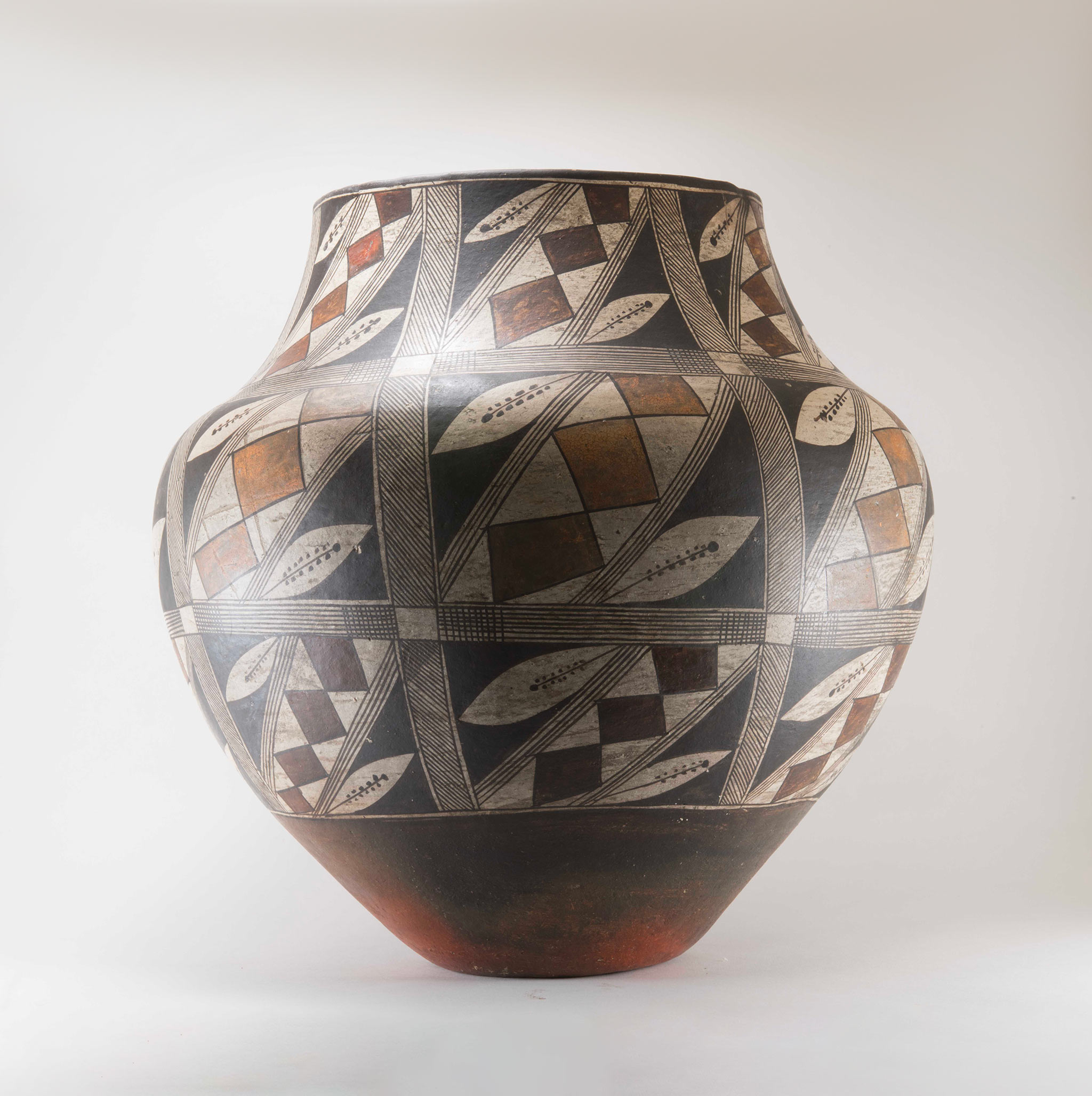 Acoma Elaborately Painted Thin Walled Four Color Water Jar Circa 1890s