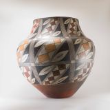 Acoma Elaborately Painted Thin Walled Four Color Water Jar Circa 1890s