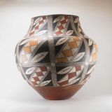 Acoma Elaborately Painted Thin Walled Four Color Water Jar Circa 1890s
