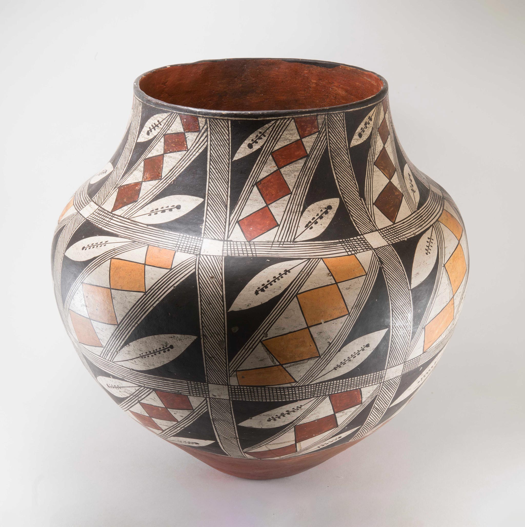 Acoma Elaborately Painted Thin Walled Four Color Water Jar Circa 1890s