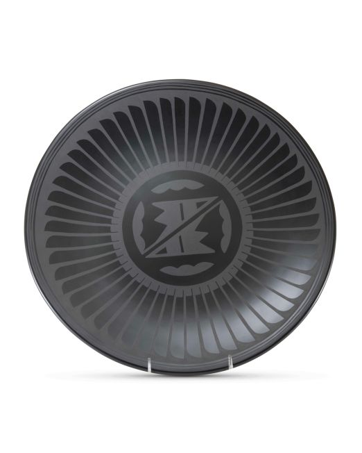 Maria Martinez and Santana Martinez Large Blackware Feather Motif Plate