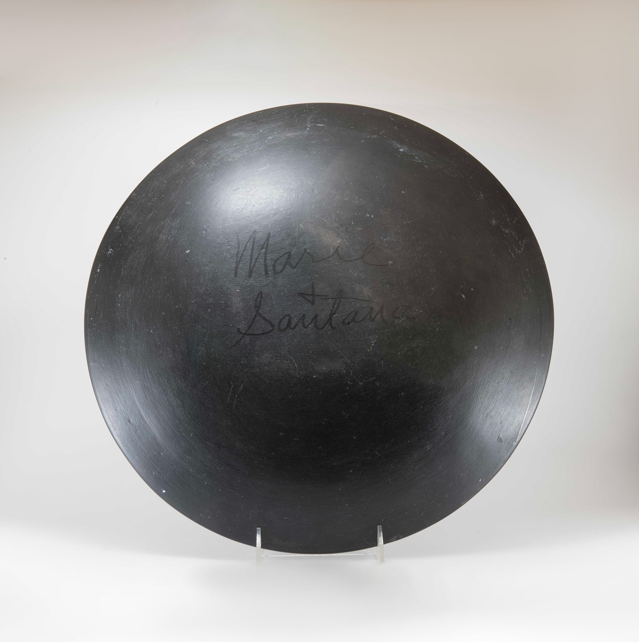 Maria Martinez and Santana Martinez Large Blackware Feather Motif Plate