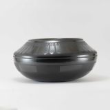 Blue Corn Blackware Feather Motif Pot